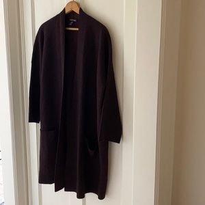 Eileen Fisher burgundy open front cardigan size XL